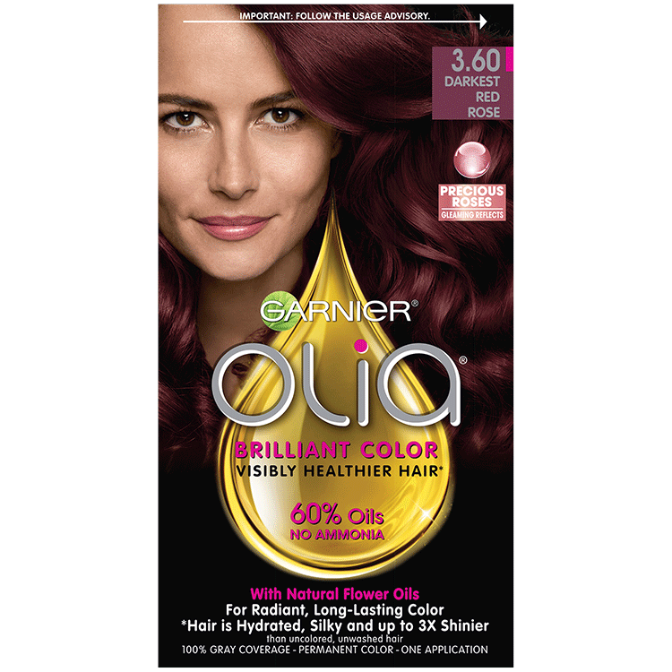 Olia Darkest Red Rose Hair Color Ammonia Free Hair Dye Garnier