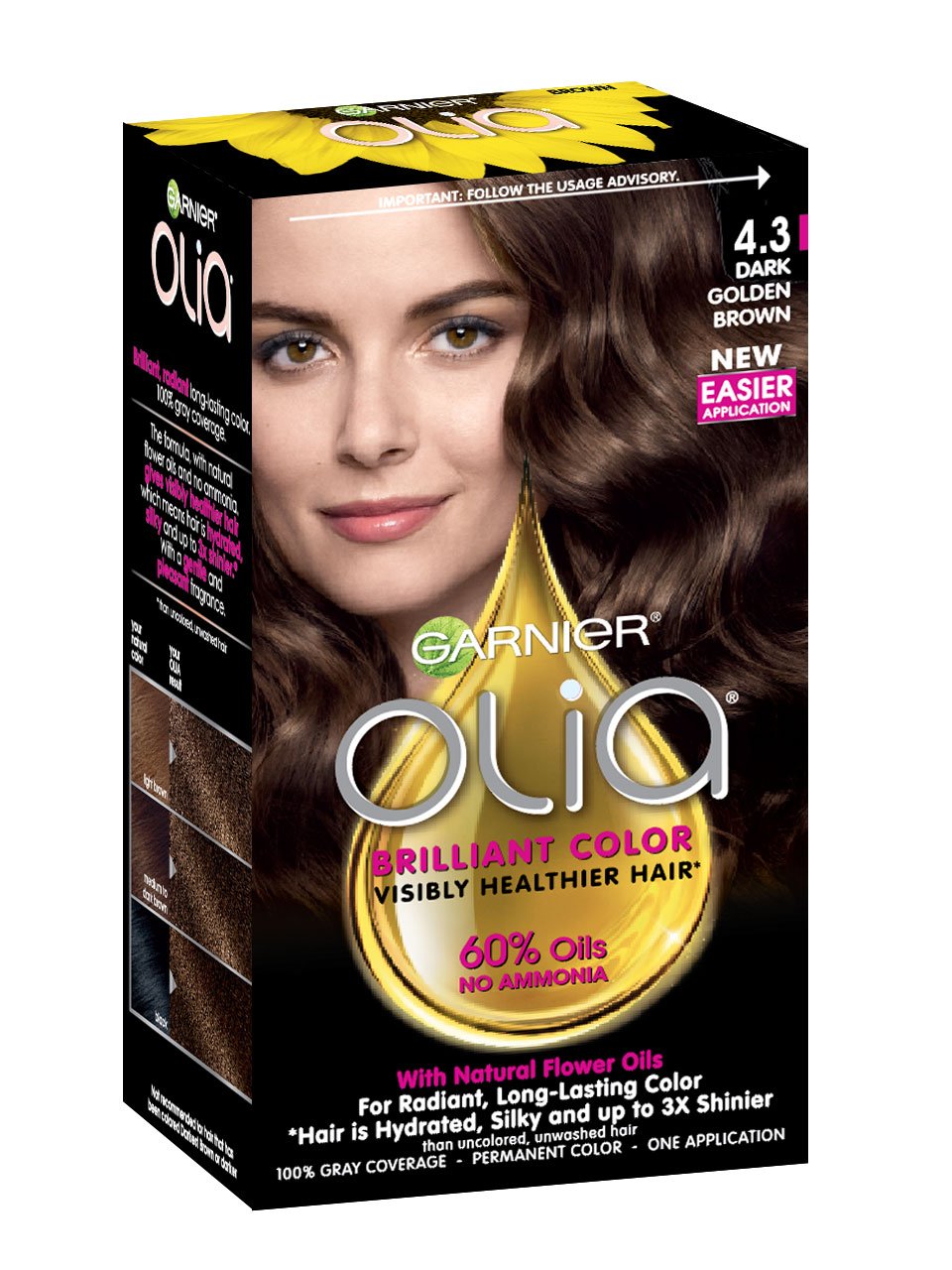 Olia Ammonia Free Permanent Dark Golden Brown Hair Color Garnier