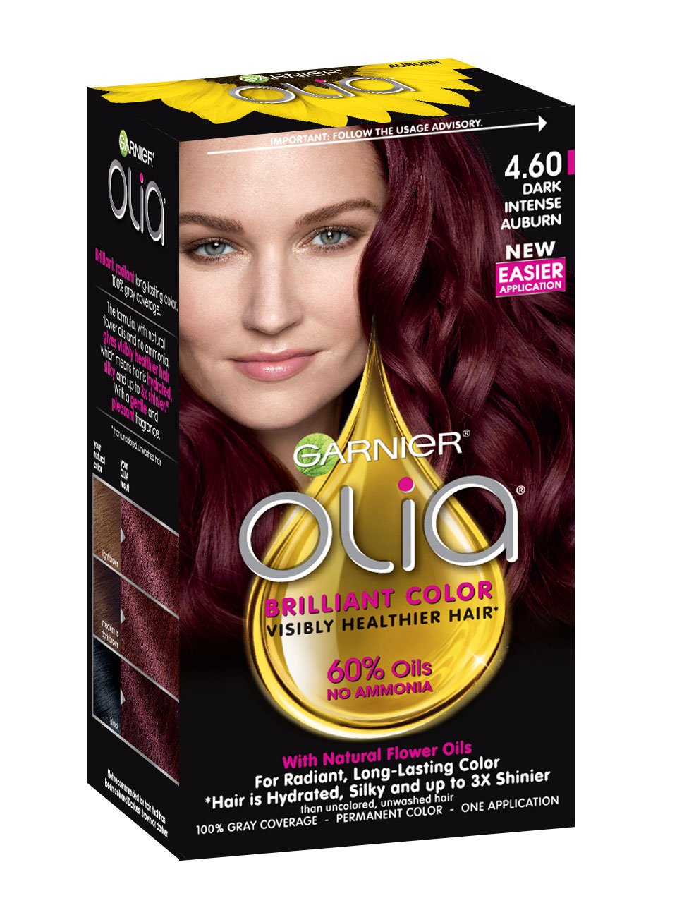 Olia Ammonia Free Permanent Dark Intense Auburn Hair Color