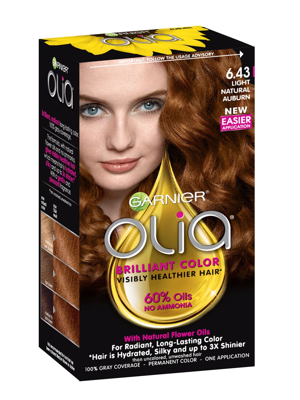 Olia Ammonia Free Light Natural Auburn Hair Color Garnier