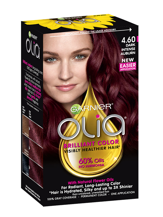 Olia Ammonia Free Permanent Dark Intense Auburn Hair Color Garnier