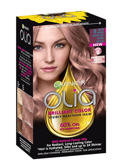 Olia Medium Rose Gold Hair Color Ammonia Free Hair Dye Garnier