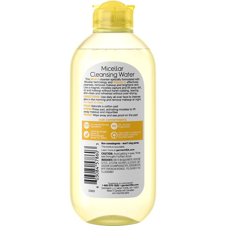 Back view of Yellow Cap Cleansing Water with Vitamin C, All Skin Types