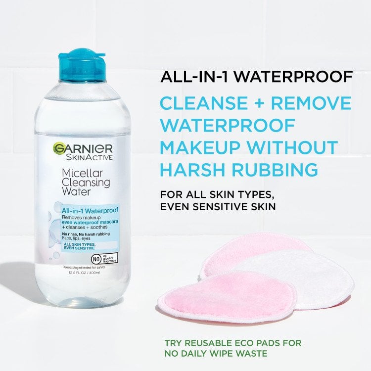 All-in-1 Waterproof Micellar to cleanse and remove makeup without harsh rubbing