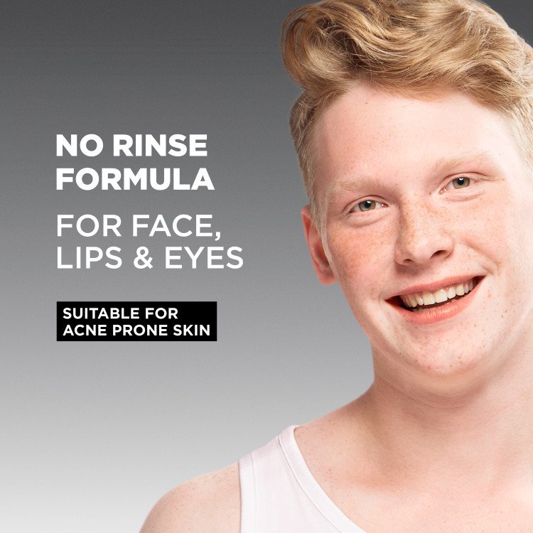 No rinse formula for face, lips, and eyes