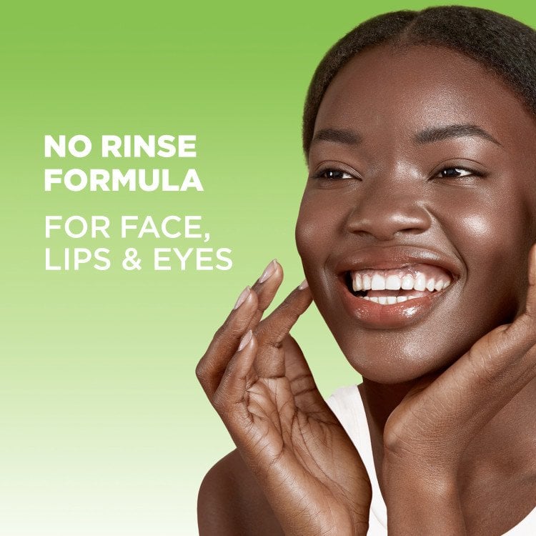 No rinse formula for face, lips, and eyes