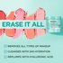 Removes all types of makeup, cleanses with 24H hydration, replumps with hyaluronic acid