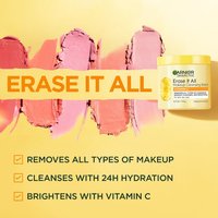 Removes all types of makeup, cleanses with 24H hydration, brightens with vitamin C
