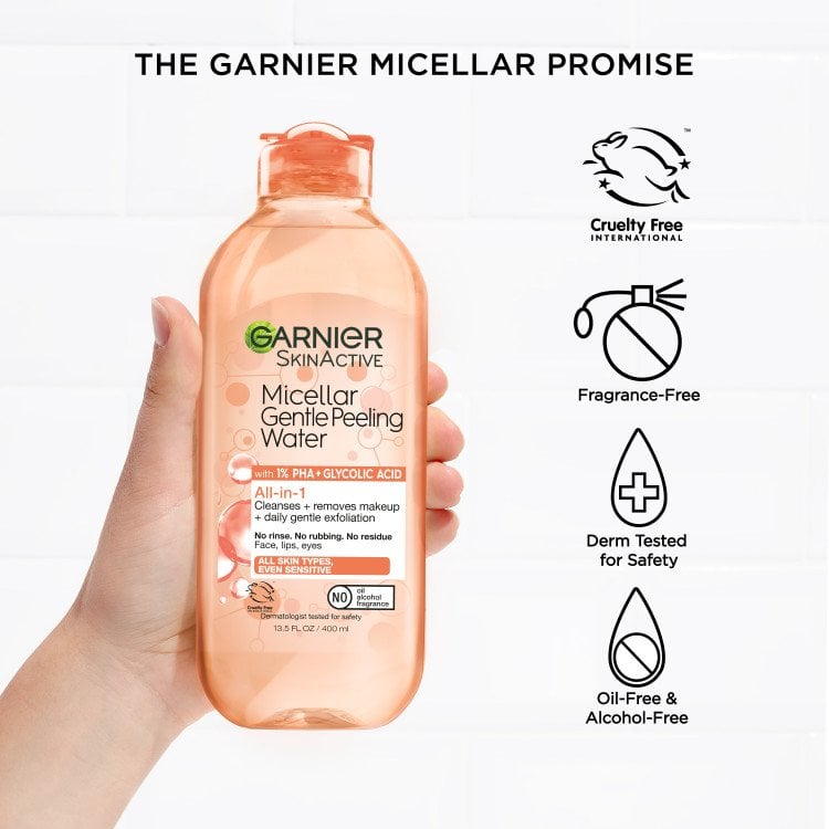 Micelles gently cleanse skin and remove makeup