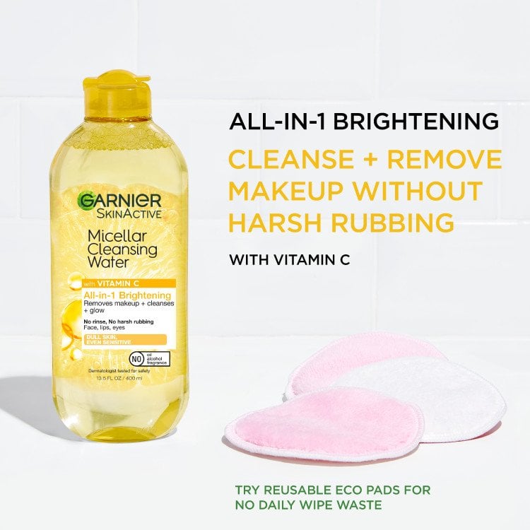 All-in-1 Brightening Micellar to cleanse and remove makeup without harsh rubbing