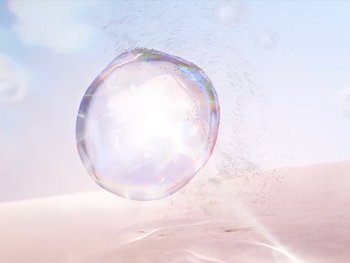 Abstract image of a glowing, iridescent micellar bubble, symbolizing cleansing and light skincare.