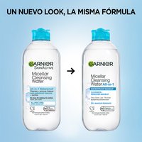 Two micellar water bottles side by side with an arrow, captioned "New Look, Same Formula."