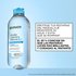 Micellar cleansing water bottle with a blue cap, captioned "Save your lashes from torn waterproof mascara removal and avoid breakage