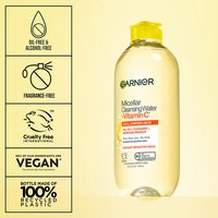 The Garnier Micellar Cleansing Water + Vitamin C is oil-free, alcohol-free, and fragrance-free. This product is cruelty-free , and the product packaging that is made of 100% recycled plastic.