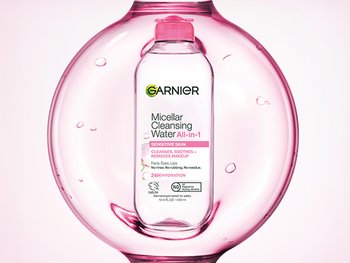 Garnier's Micellar Cleansing Water All-in-1 is a no-rinse makeup remover and cleanser for face, eyes, and lips.
