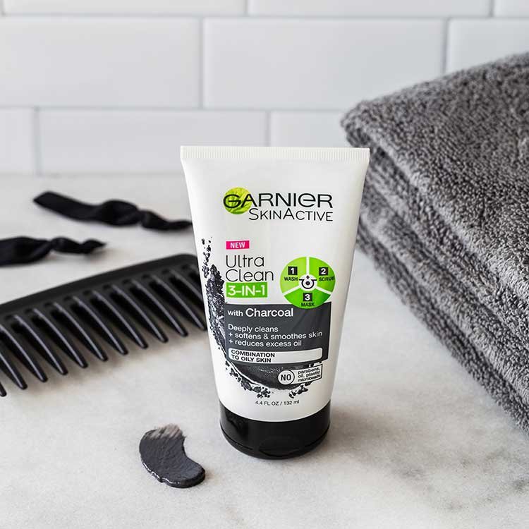 Charcoal 3 in 1 Face Wash, Face Scrub and Mask Garnier SkinActive