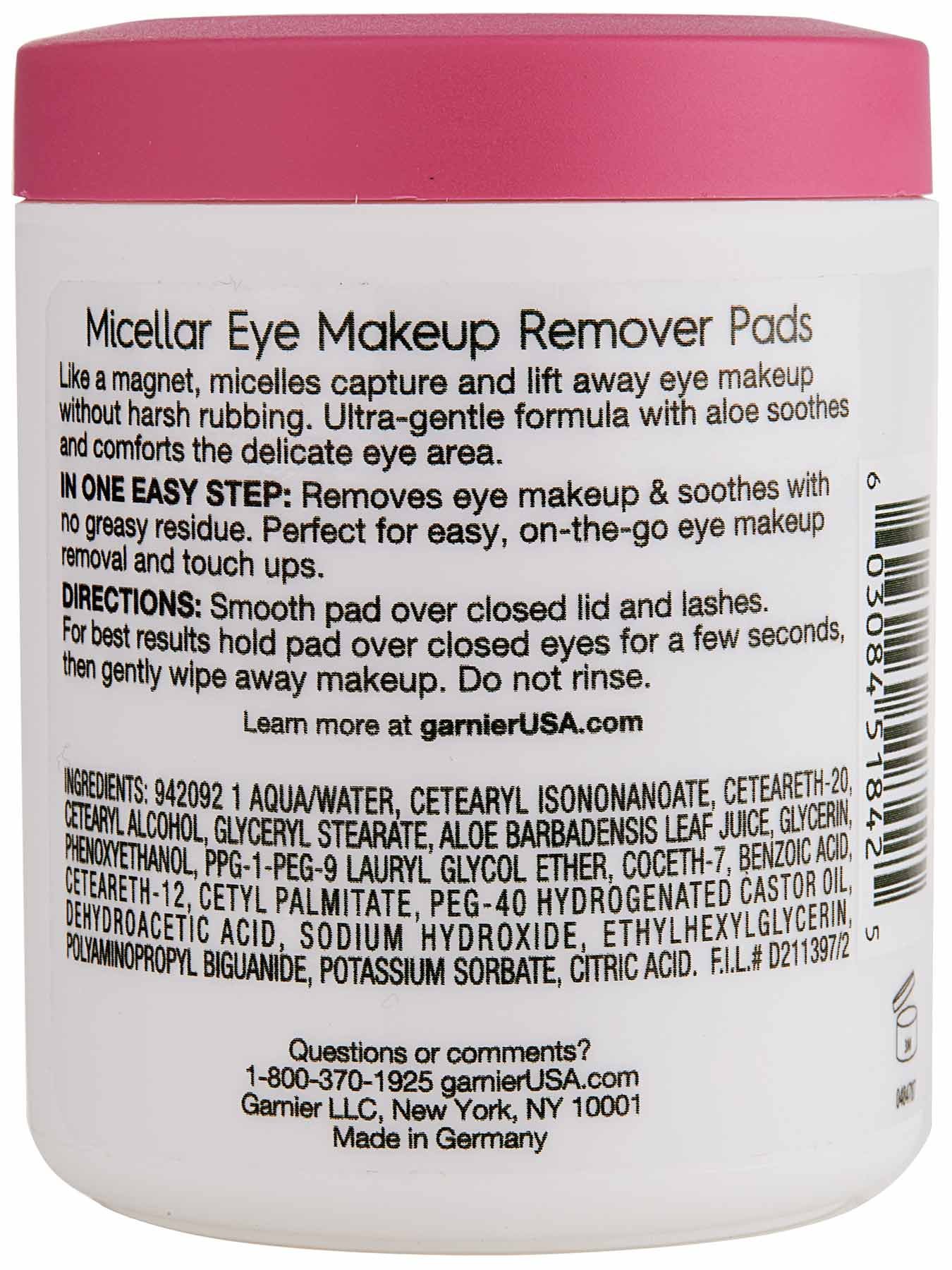 Back view of Micellar Eye Makeup Remover Pads.