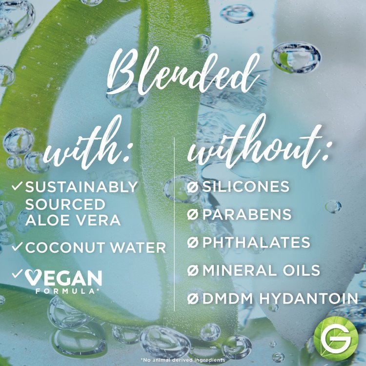 Blended with sustainably sourced aloe vera and coconut water
