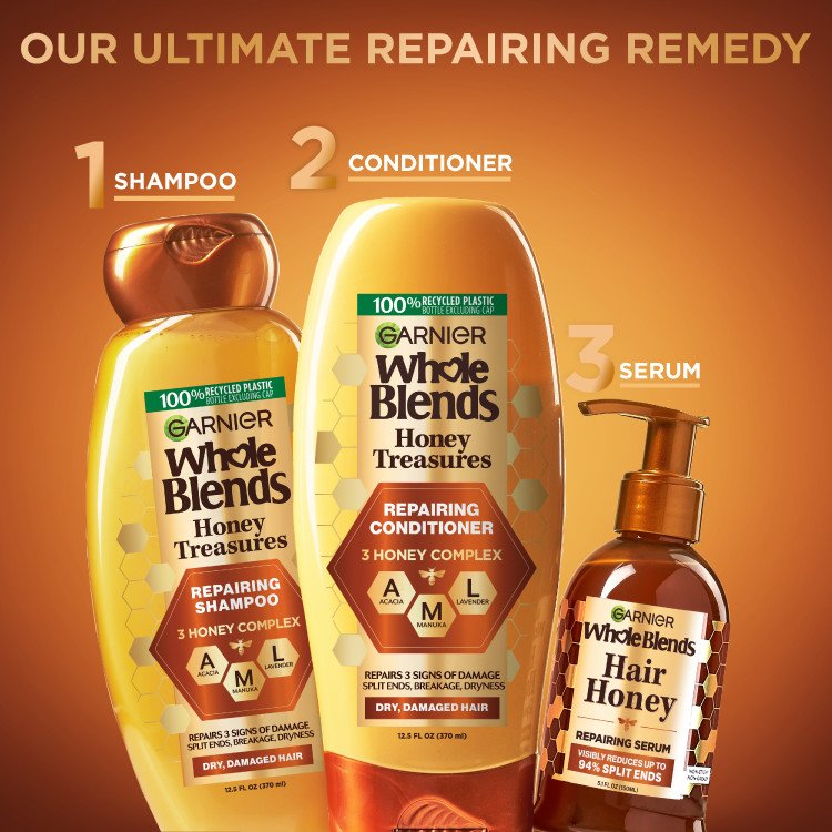Our ultimate repairing remedy: shampoo, conditioner, serum