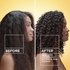 Before and after results when using the Garnier Whole Blends Hair Honey Jelly. Experience up to 100 hours of curl definition, anti-frizz, and deep moisture.