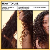 The Garnier Whole Blends Honey Treasures Hair Honey Jelly can be used on wet or damp hair to support hair styling.
