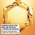 The Garnier Whole Blends Honey Treasures Repairing Milk Honey Spray is blended with acacia honey and acacia gum.