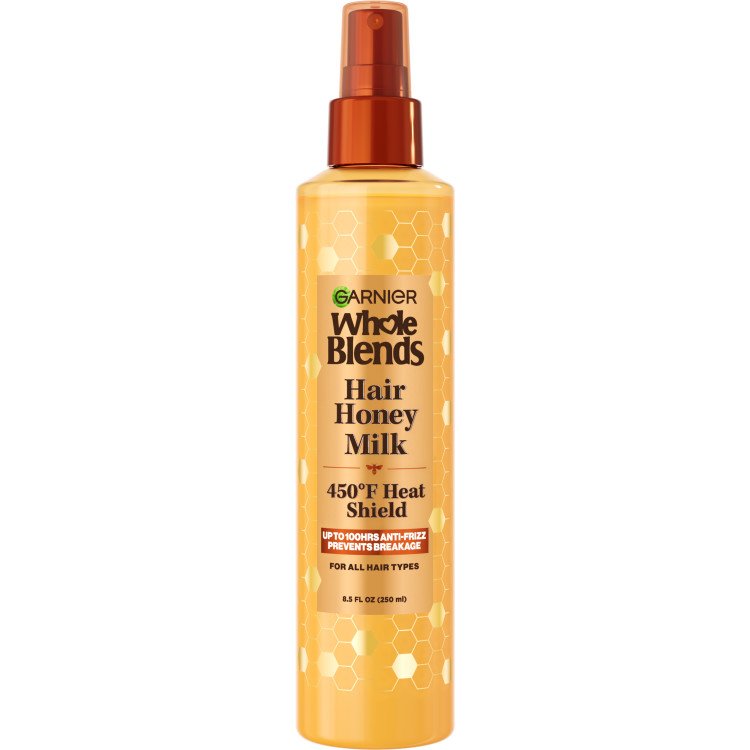 Front Pack of Hair Honey Milk 450F Heat Shield Spray, Anti-Frizz