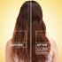 Before and after results when using the Garnier Whole Blends Repairing Milk Honey Spray. Experience up to 100 hours anti-frizz and nourishment after using.
