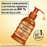 Visibly reduce up to 94% of split ends in one use with Garnier Whole Blends Hair Honey: the #1 repairing serum for dry, damaged hair featuring a non-greasy, non-sticky honey-infused formula.