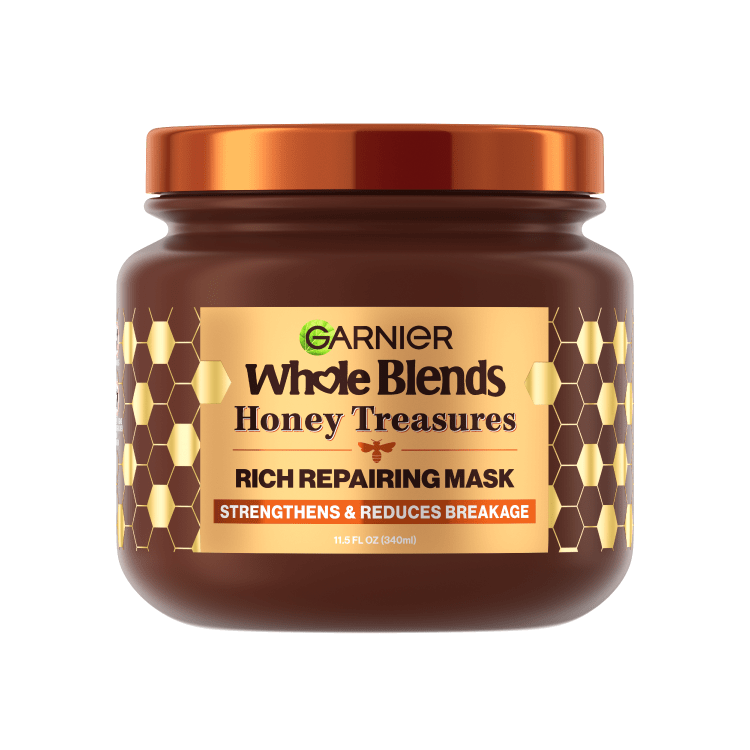 Garnier Whole Blends Honey Treasures Rich Repairing Mask jar pack shot.