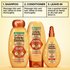 Complete 3-step Garnier Whole Blends Honey Treasures hair care system: 1. Repairing Shampoo, 2. Repairing Conditioner, and 3. Miracle Nectar Leave-In Treatment.