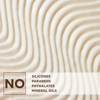 Text overlay: Formula contains no silicones, parabens, phthalates, or mineral oils