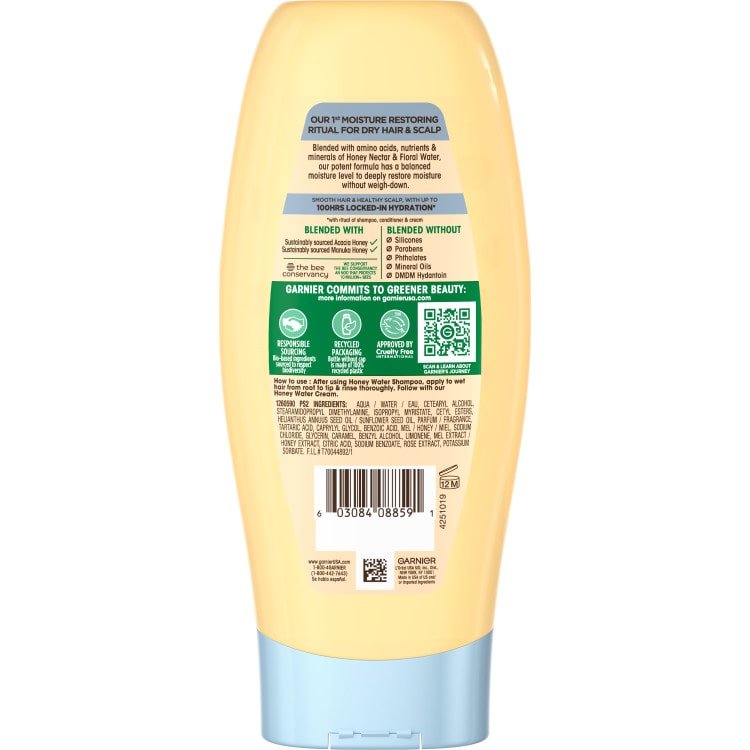 Back of Pack of Whole Blends Honey Water Conditioner