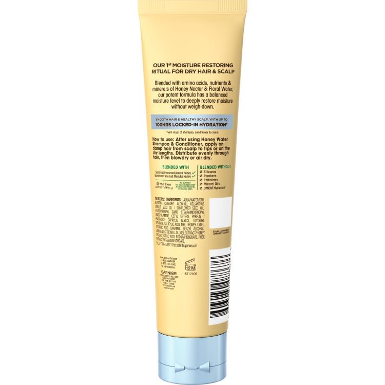 Back of Pack of Whole Blends Honey Water Leave-In Cream