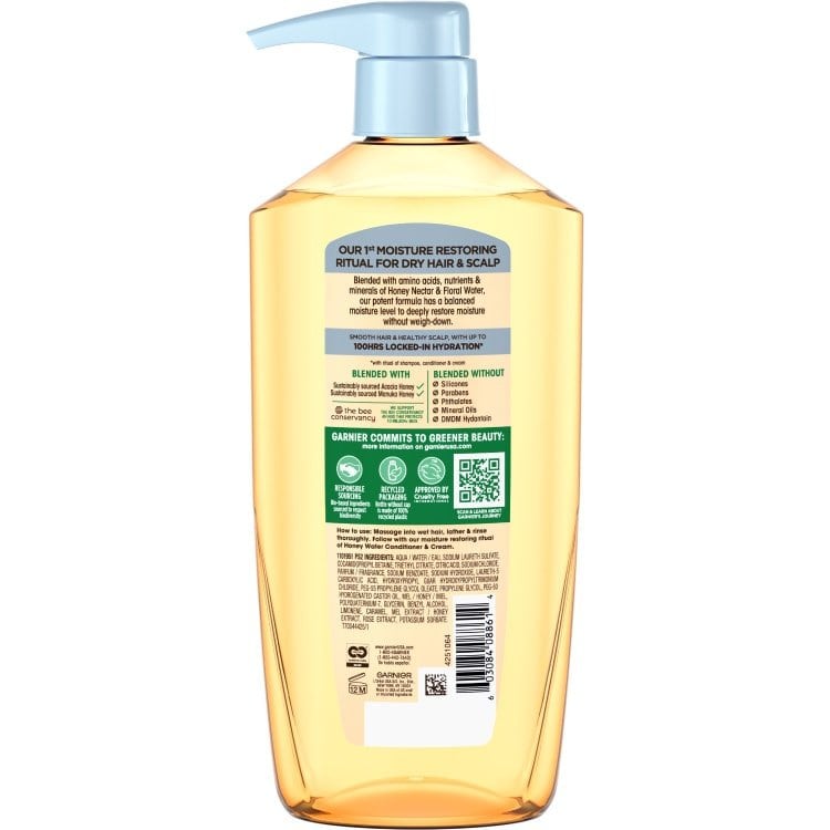 Back of Pack of Whole Blends Honey Water Shampoo