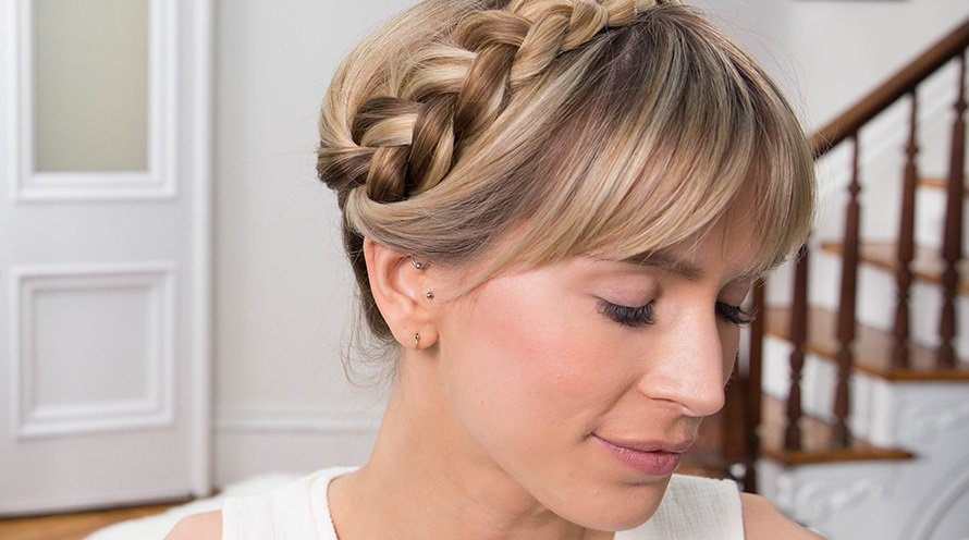 Braided Crown Updo Hairstyle Hair Tutorials Tips Garnier
