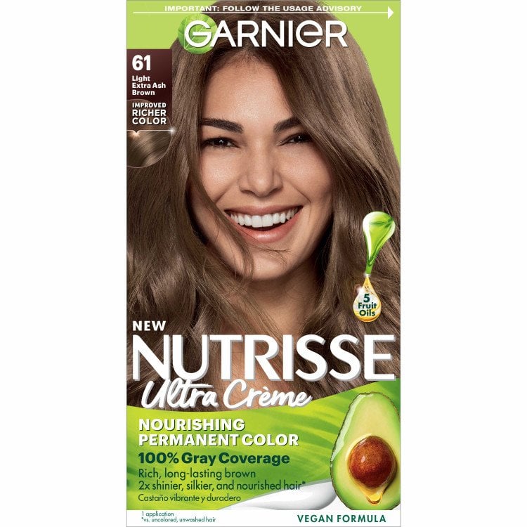 Light Ash Brown Hair Nutrisse Ultra creme Nourishing permanent color Gray Coverage - Garnier